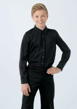 Weissman Collar Button Down Shirt -Dance Clothing Store 10760 Black 3994 200922154336 0019 T 72257.1698813082