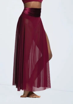Weissman Velvet Waist Mesh Maxi Skirt -Dance Clothing Store 14299 blackcherry 7510 58192.1678889091