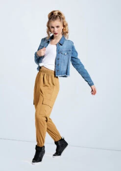Weissman French Terry Cargo Pants -Dance Clothing Store AH11507 mediumwash AH12728 camel 073 06674.1678890683