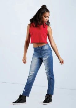 Weissman Hooded Sleeveless Crop Top 10 Weissman Hooded Sleeveless Crop Top -Dance Clothing Store AH9207 red AH11504 mediumwash 166126 64598.1678890713