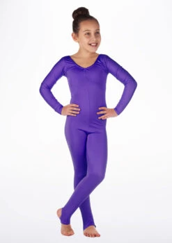Alegra Girls Shiny Blaine Catsuit -Dance Clothing Store ALC5290 MAIN PUR 39752.1675211025