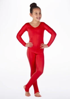 Alegra Girls Shiny Blaine Catsuit -Dance Clothing Store ALC5290 MAIN RED 00840.1675211017