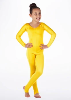 Alegra Girls Shiny Blaine Catsuit -Dance Clothing Store ALC5290 MAIN YEL 89581.1675211026
