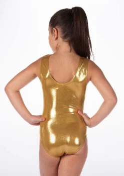 Alegra Girls Metallic Senna Leotard -Dance Clothing Store ALL5214 BACKM GLD 22703.1678873778