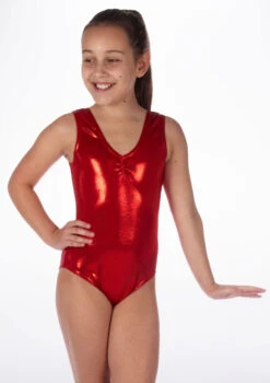 Alegra Girls Metallic Senna Leotard -Dance Clothing Store ALL5214 MAIN RED 99478.1678873778
