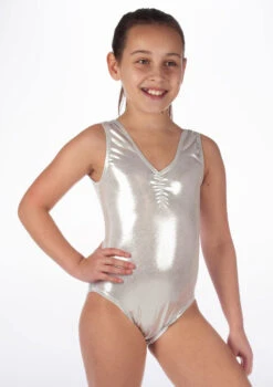 Alegra Girls Metallic Senna Leotard -Dance Clothing Store ALL5214 MAIN SLV 40985.1678873778