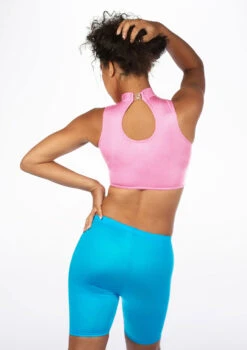 Alegra Girls Shiny Maris Dance Crop Top -Dance Clothing Store ALS0264S MAIN PNK 23617.1678878305