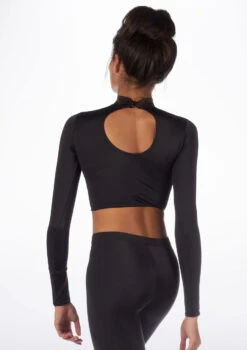 Alegra Shiny Raya Dance Top -Dance Clothing Store ALS0267S MAIN BLK 99592.1678878211