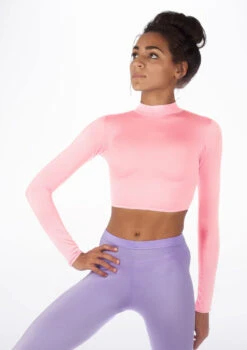 Alegra Shiny Raya Dance Top -Dance Clothing Store ALS0267S MAIN PNK 79675.1678878211