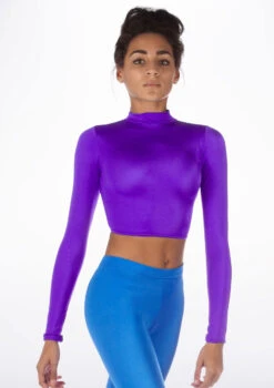 Alegra Shiny Raya Dance Top -Dance Clothing Store ALS0267S MAIN PUR 13133.1678878211