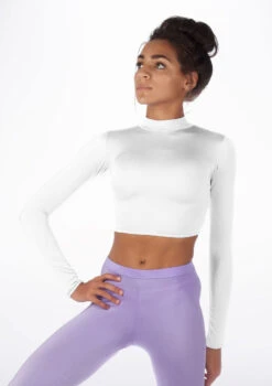 Alegra Shiny Raya Dance Top -Dance Clothing Store ALS0267S MAIN WHT 95154.1678878210