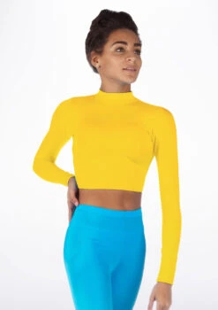 Alegra Shiny Raya Dance Top -Dance Clothing Store ALS0267S MAIN YEL 55881.1678878210
