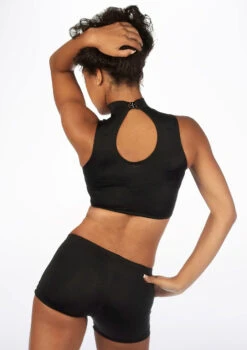 Alegra Girls Shiny Maris Dance Crop Top -Dance Clothing Store ALS5264 MAIN BLK 58061.1678878301