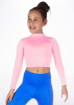 Alegra Girls Shiny Raya Dance Top -Dance Clothing Store ALS5267 MAIN PNK 72235.1678878576