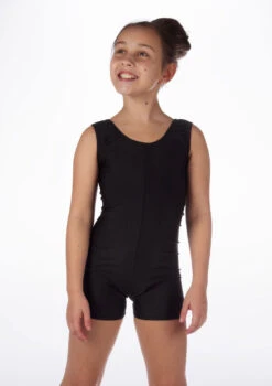 Alegra Girls Shiny Hotpant Unitard -Dance Clothing Store ALU5235 MAIN BLK 26517.1678879783