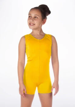 Alegra Girls Shiny Hotpant Unitard -Dance Clothing Store ALU5235 MAIN YEL 31341.1678879783