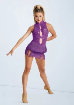 Weissman Keyhole Front Fringe Dress