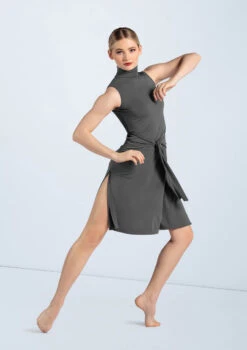 Weissman Knotted Tunic Dress -Dance Clothing Store D12228 gray 0254 63076.1698450269