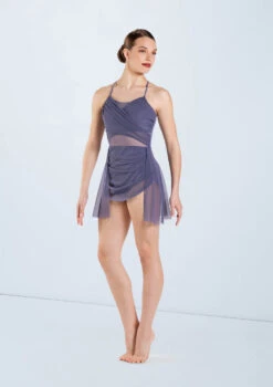 Weissman Shirred Power Mesh Dress 9 Weissman Shirred Power Mesh Dress -Dance Clothing Store D13010 slateblue 184 48467.1678890883