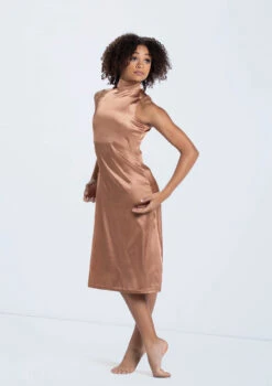 Weissman Charmeuse Mock Neck Dress -Dance Clothing Store D13067 warmsand 272 62523.1698840477