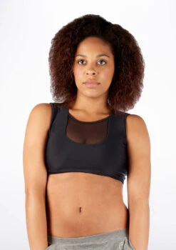 Dincwear Mesh Insert Crop Top -Dance Clothing Store DNDWJ003 MAIN BLK 84863.1678927522