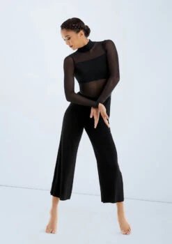 Weissman Culotte Unitard With Mesh -Dance Clothing Store MJ11187 black 104 98836.1698840476