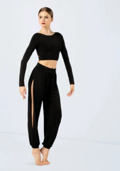 Weissman Knotted Back Crop Top -Dance Clothing Store MJ12211 black MJ12237 black 2677 04182.1678891019