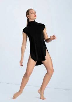 Weissman Mock Neck Tee Dress -Dance Clothing Store MJ12796 black 878 37938.1678891079