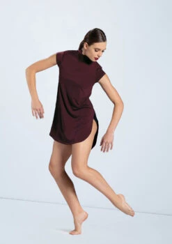 Weissman Mock Neck Tee Dress -Dance Clothing Store MJ12796 raisin 809 17935.1678891079