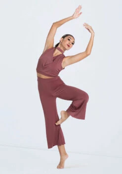 Weissman Matte Jersey Cowl Crop Top