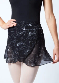 Move Dance Floral Print Wrap Dance Skirt - Black -Dance Clothing Store MOR0406 BLK CLOSE UP FRONT 1 36556.1678884695