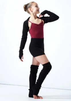 Move Dance Teen Daniella Knit Shrug -Dance Clothing Store MOZ5718 BLK FRONT 2 47327.1678885168