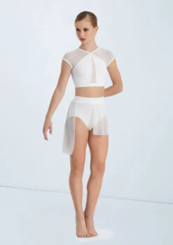 Weissman Illusion Mesh Crop Top 11 Weissman Illusion Mesh Crop Top -Dance Clothing Store MT10463 white S10466 white 285 06695.1678891125