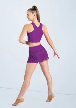 Weissman Lattice Front Crop Top 11 Weissman Lattice Front Crop Top -Dance Clothing Store MT10485 MT3228 electricpurple 0127 17954.1678891129