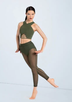 Weissman Lattice Front Crop Top 15 Weissman Lattice Front Crop Top -Dance Clothing Store MT10485 olive SM11827 olive 5636 97701.1698840495