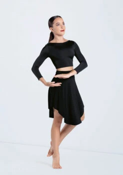 Weissman Matte Jersey Curved Hem Skirt -Dance Clothing Store MT12224 black S13073 black 609 21727.1698840527