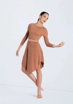 Weissman Matte Jersey Curved Hem Skirt -Dance Clothing Store MT12224 warmsand S13073 warmsand 0573 71889.1692491479