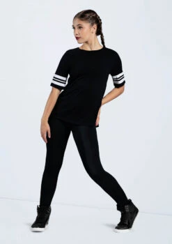 Weissman Striped Sleeve Crewneck Tee -Dance Clothing Store PT10409 black MT12466 8091 25582.1698840510