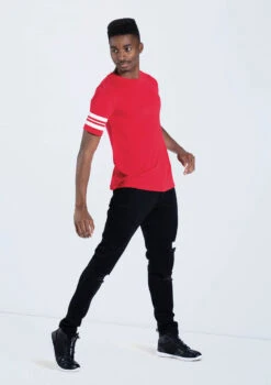 Weissman Striped Sleeve Crewneck Tee -Dance Clothing Store PT10409 red AH11995 black 315 40926.1678891416
