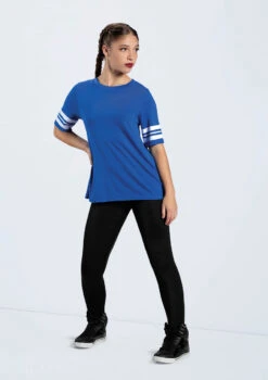 Weissman Striped Sleeve Crewneck Tee -Dance Clothing Store PT10409 royal MT12466 7992 00066.1678891416