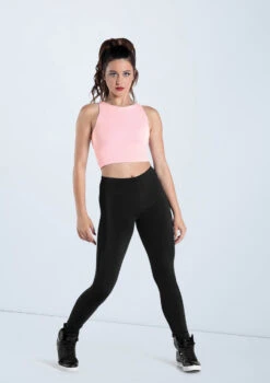 Weissman Cotton High Neck Crop Top -Dance Clothing Store PT9424 pink 225 10191.1678891442