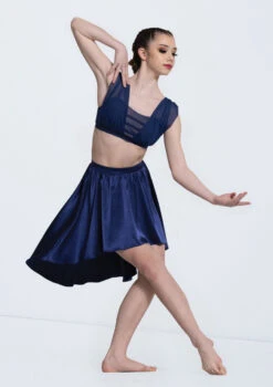 Weissman Charmeuse High-Low Skirt 5 Weissman Charmeuse High-Low Skirt -Dance Clothing Store S13088 navy 3020 79470.1698718732