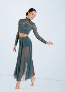 Weissman High Waist Mesh Maxi Skirt