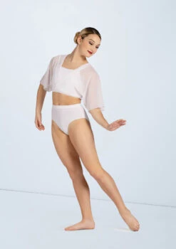 Weissman Flutter Sleeve Cross Crop Top -Dance Clothing Store SM11541 white MT10011 white 3479 70590.1678891641