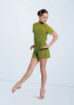 Weissman Mock Neck Power Mesh Romper 7 Weissman Mock Neck Power Mesh Romper -Dance Clothing Store SM11785 moss 9260 01408.1678891650