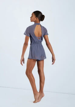 Weissman Mock Neck Power Mesh Romper 8 Weissman Mock Neck Power Mesh Romper -Dance Clothing Store SM11785 slateblue 6470 17703.1678891654