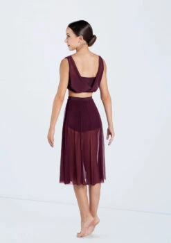 Weissman Midi Length Mesh Skirt -Dance Clothing Store SM12768 S9768 raisin 485 25398.1678891500