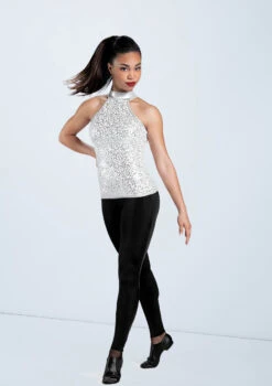 Weissman Sequin And Metallic Halter Top 13 Weissman Sequin And Metallic Halter Top -Dance Clothing Store SQ7006 white MT6789 black 162 39571.1648857449