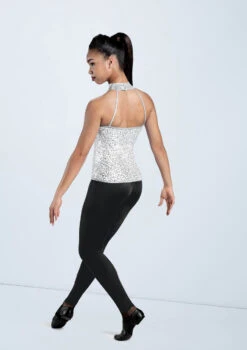 Weissman Sequin And Metallic Halter Top 14 Weissman Sequin And Metallic Halter Top -Dance Clothing Store SQ7006 white MT6789 black 174 60294.1648857449