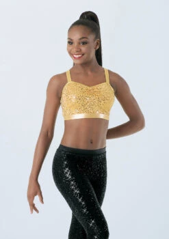 Weissman Sequin Performance Bra Top -Dance Clothing Store SQ9663 gold 1225 29330.1678891803